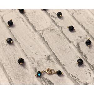 Czech Black Glass Beads Necklace with Invisible String